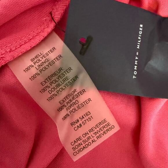 TOMMY HILFIGER Pattern Cap Sleeve Mini Dress Carmine Rose Women’s Sz 14 - Picture 7 of 8